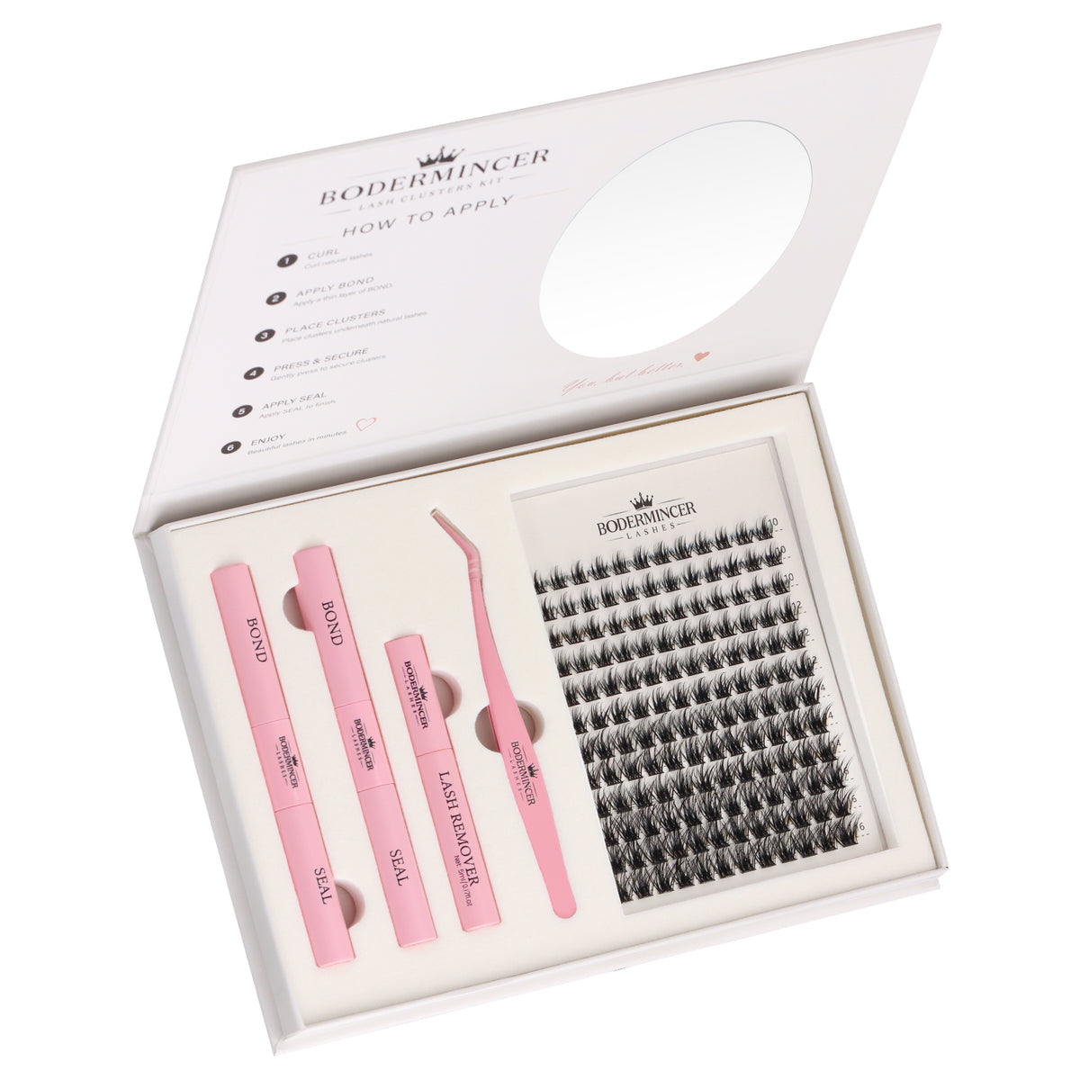 BODERMINCER Sunday Soft M02#  10-12-14-16mm Mixed Lash Clusters Kit D Curl