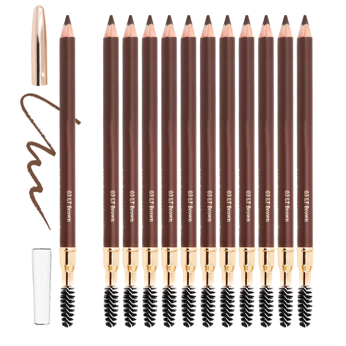 Bodermincer 12pcs/Pack  Eyebow Pencils Black/Dark Brown/Light Brown/The Brown Colors to Choose