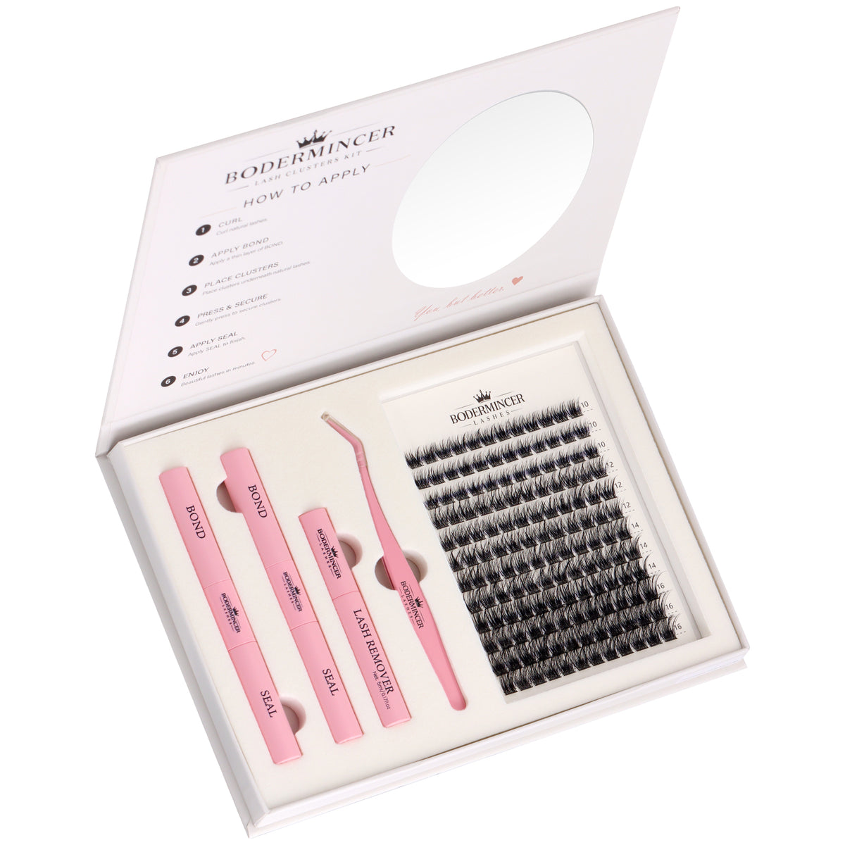 Champagne Haze-M010 Black Color Lash Clusters  10-12-14-16mm Mixed Lash Kit D Curl