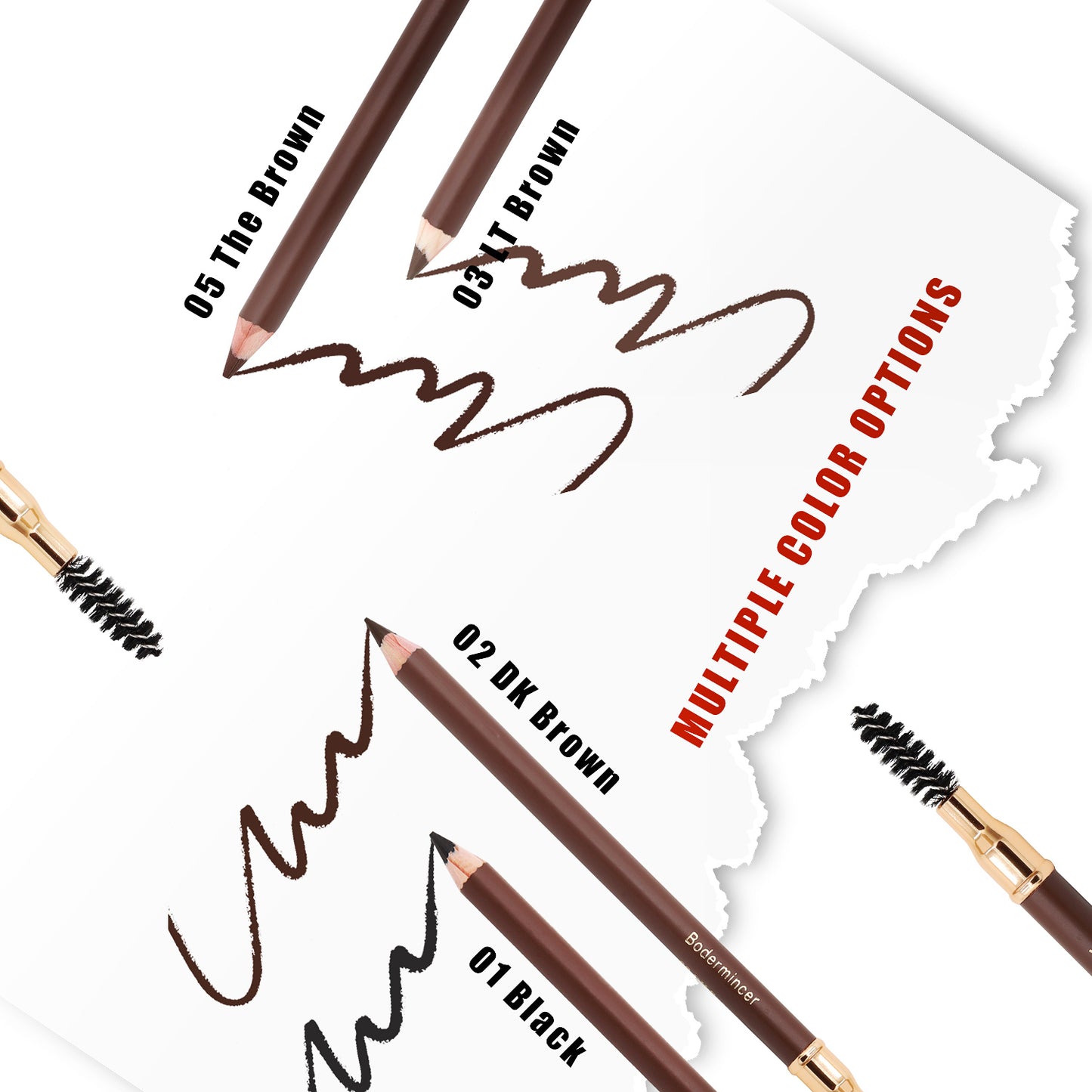 Bodermincer 5pcs Eyebrow Pencils Black/Dark Brown/Light Brown/The Brown to Choose