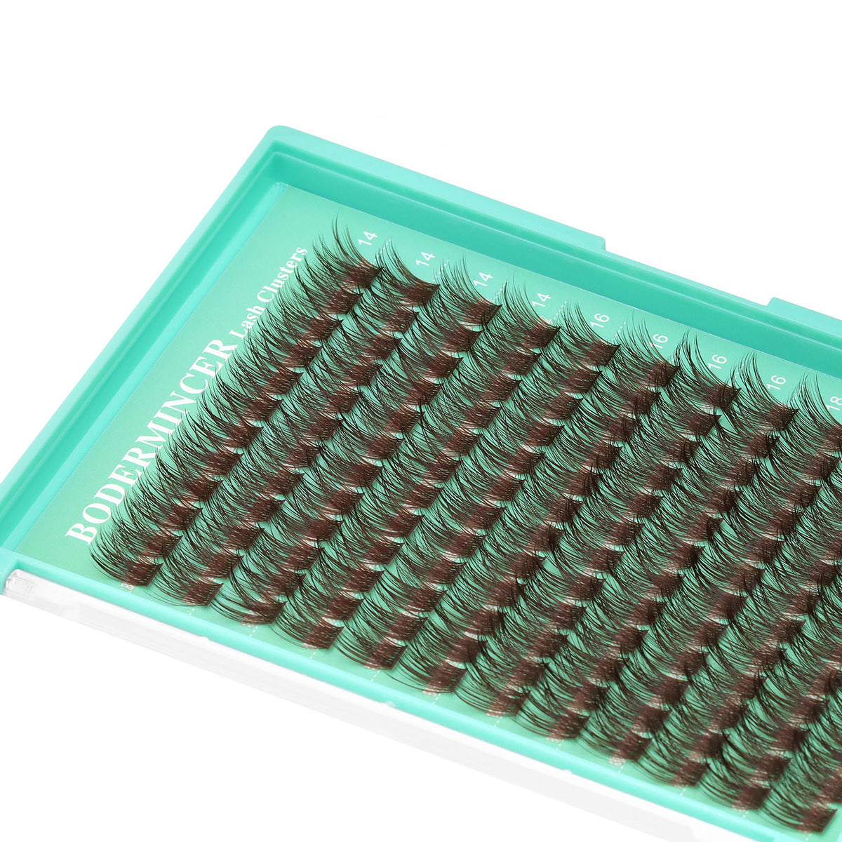 BODERMINCER M010# Dark Brown 14-16-18mm Mixed Lash Clusters Kit D Curl