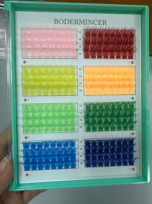 BODERMINCER colorful lash clusters 8 colors mixed