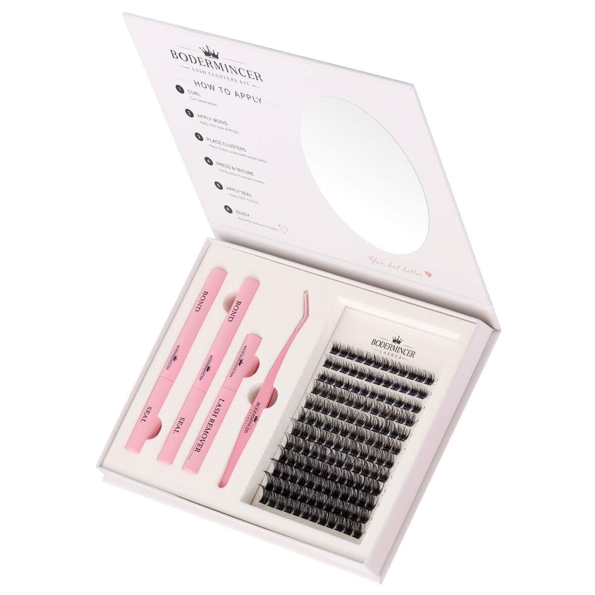 Champagne Haze-M010 Black Color Lash Clusters  10-12-14-16mm Mixed Lash Kit D Curl