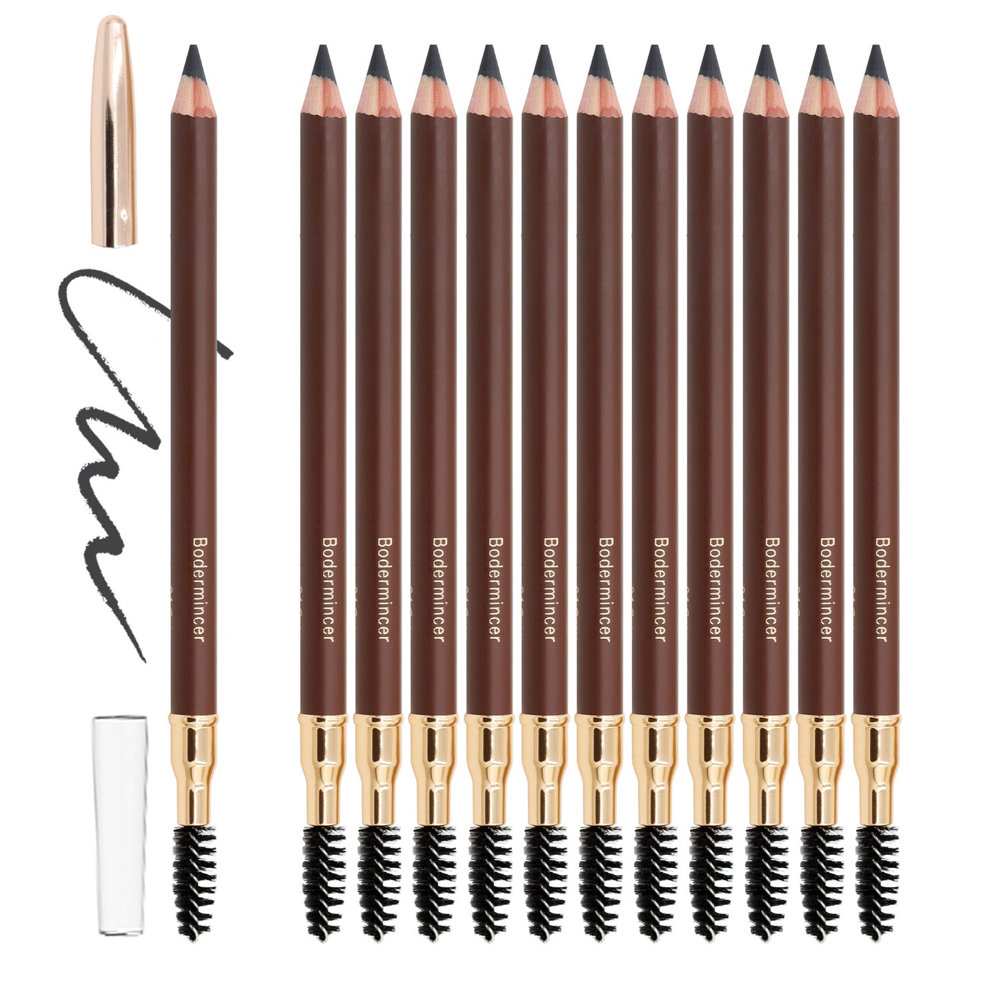 Bodermincer 12pcs/Pack  Eyebow Pencils Black/Dark Brown/Light Brown/The Brown Colors to Choose