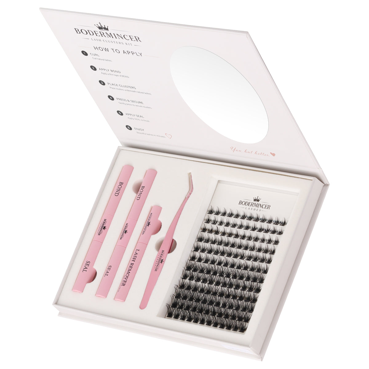 BODERMINCER Sunday Soft M02#  10-12-14-16mm Mixed Lash Clusters Kit D Curl