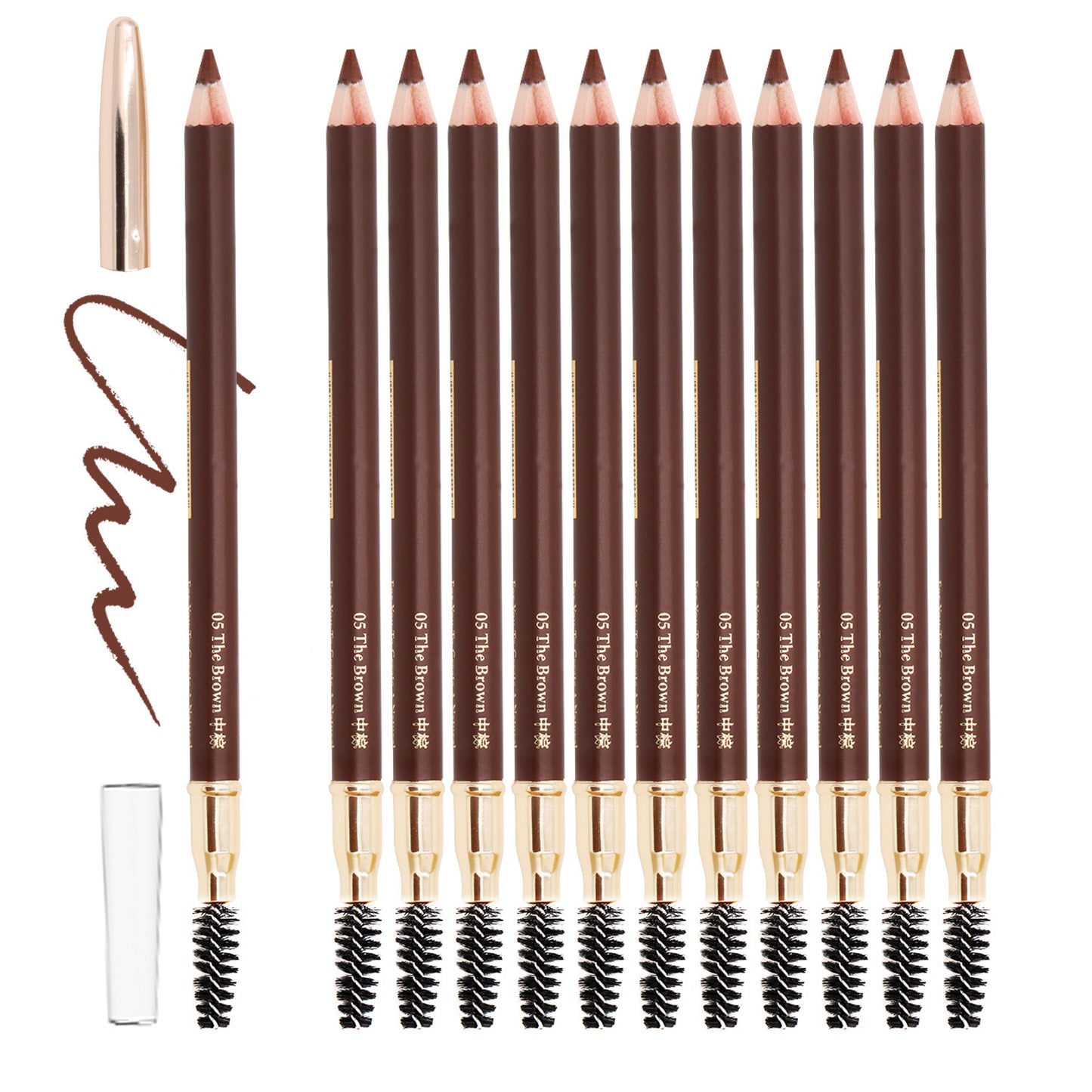 Bodermincer 12pcs/Pack  Eyebow Pencils Black/Dark Brown/Light Brown/The Brown Colors to Choose