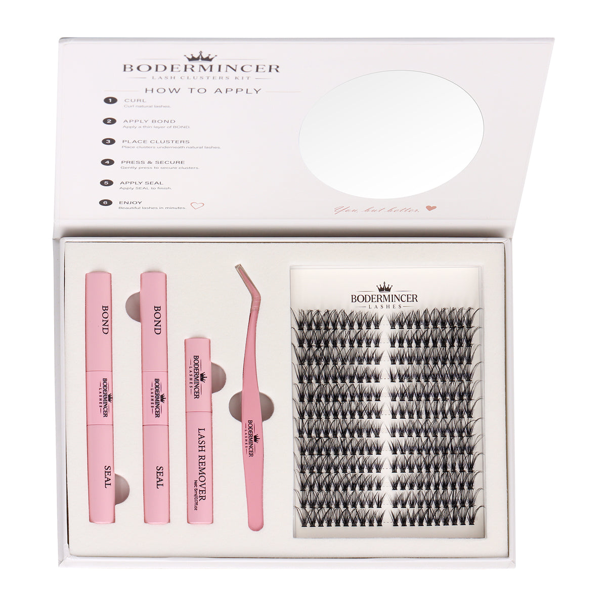 BODEMRINCER 30D Pre-mapped 8-16mm Mixed Individual Lash Clusters Kit D Curl