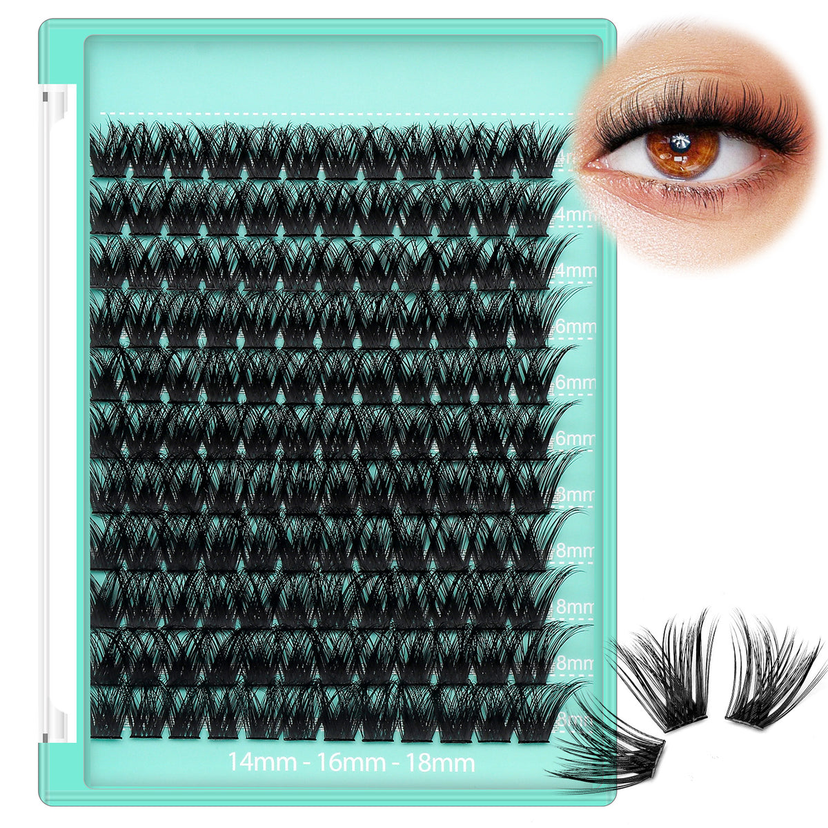 BODERMINCER M033# 14-16-18mm Mixed Lash Clusters Kit D Curl