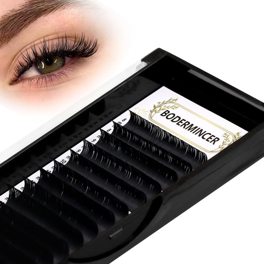 Bodermincer D Curl 16 Rows Individual Lash Extensions Volume Lash Extensions 8-15mm MIX Thickness 0.03/0.05/0.07/0.10/0.15/0.18/0.20 thickness Super Matte Black Tray Professional Supplies for Lash Salon