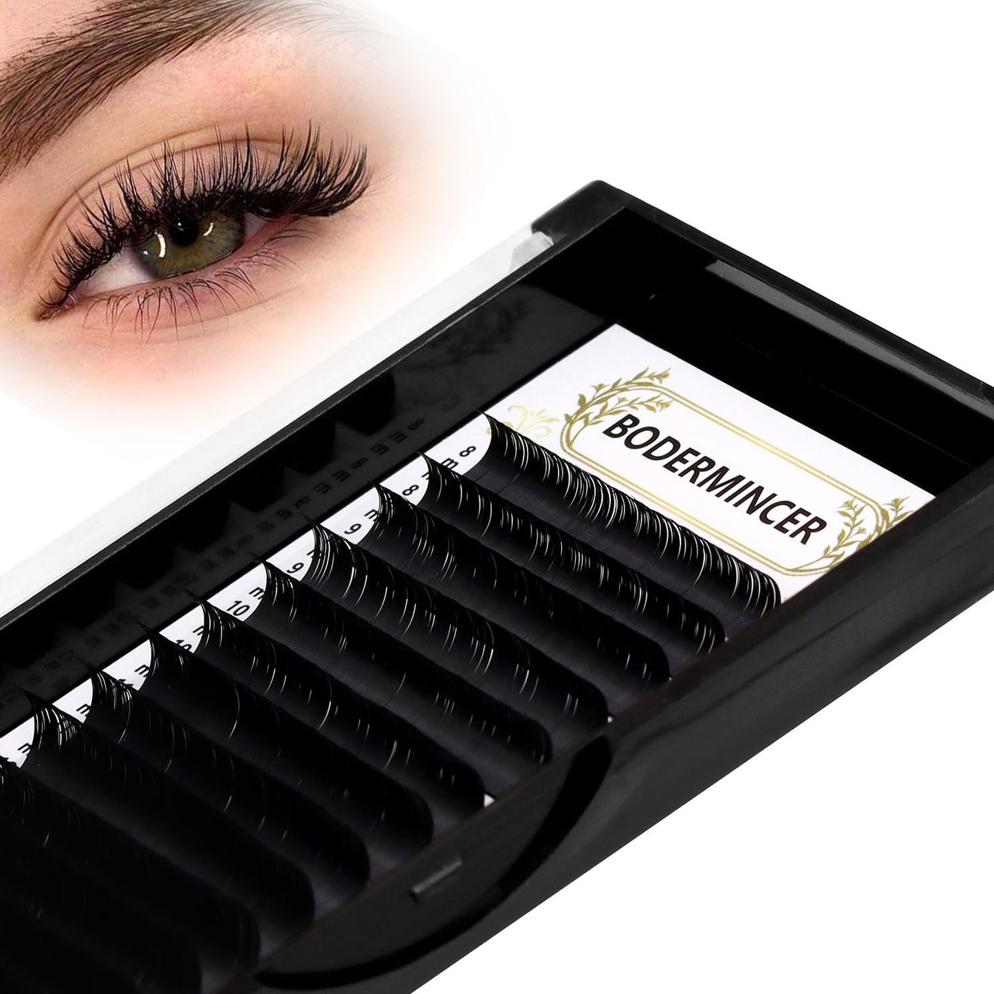 Bodermincer C Curl 16 Rows Individual Lash Extensions Volume Lash Extensions 8-15mm MIX Thickness 0.03/0.05/0.07/0.10/0.15/0.18/0.20 thickness Super Matte Black Tray Professional Supplies for Lash Salon