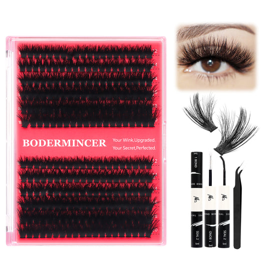 BODERMINCER 100D 12-20mm Mixed Fluffy Individual Lash Cluster Kit D Curl