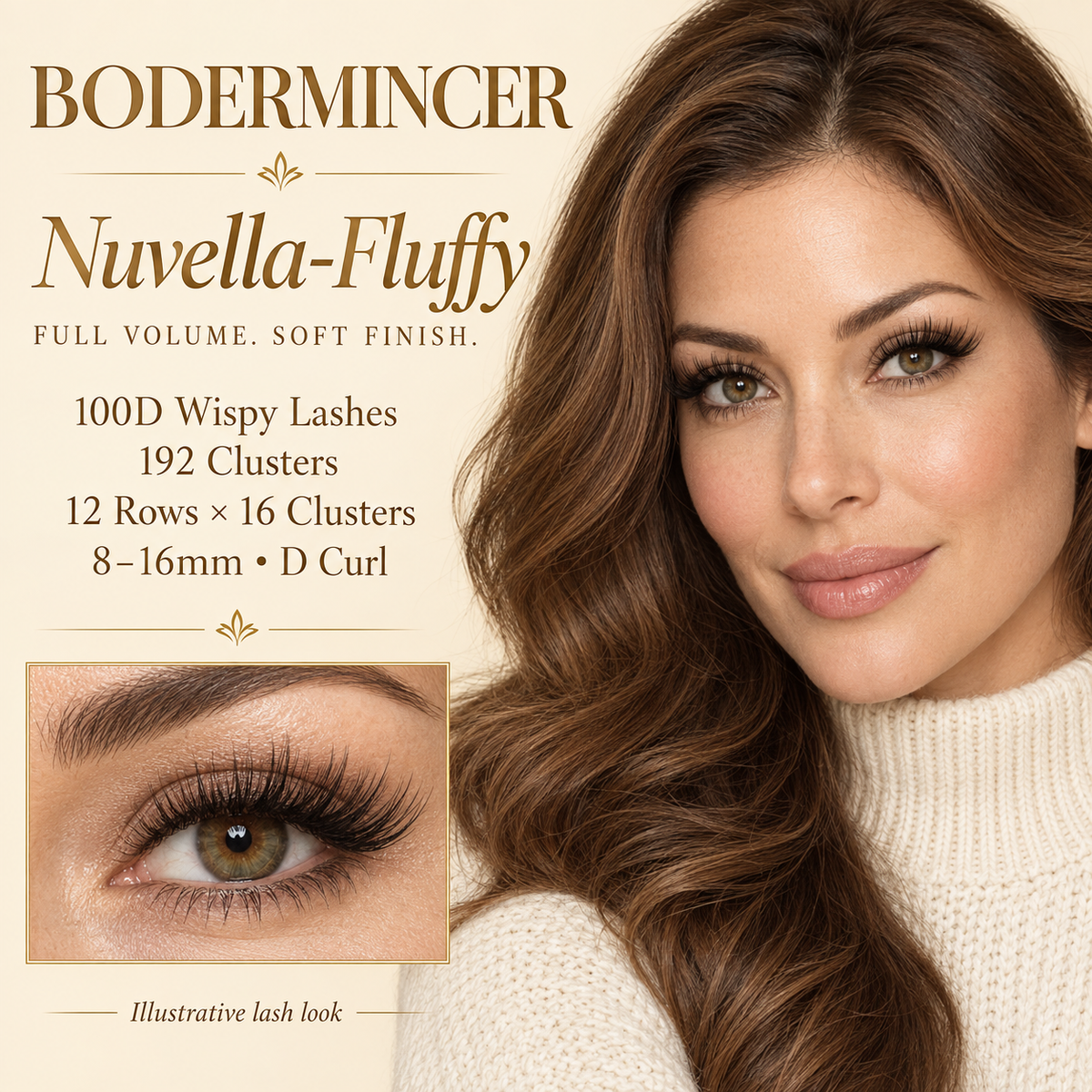 BODERMINCER Nuvella-Fluffy-100D Pre-mapped Lash Clusters Kit 8-16mm Mixed