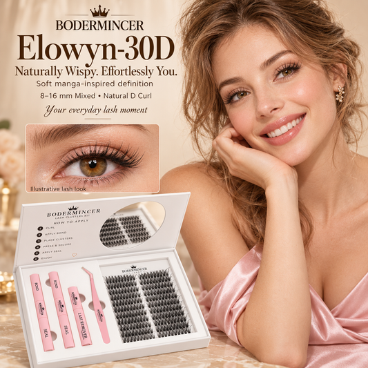 BODEMRINCER Elowyn-30D Pre-mapped 8-16mm Mixed Individual Lash Clusters Kit D Curl