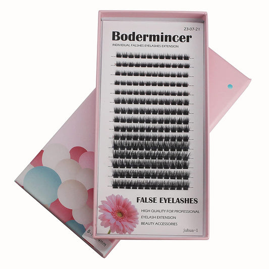 Bodermincer Large Tray 180pcs D Curl Black/Brown Color 8-10-14mm Mixed/12-14-16mm Mixed/14-16-18mm Mixed/16-18-20mm Mixed Length Professional Makeup Wide Cluster Individual Cluster EyeLashes Grafting Fake False Eyelashes