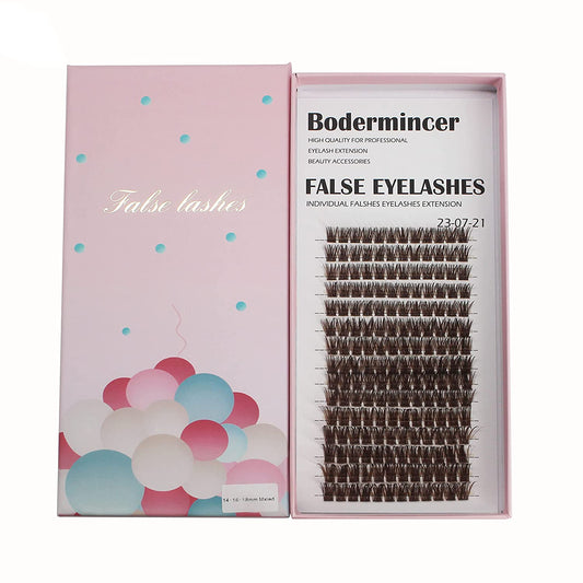 Bodermincer Large Tray 180pcs Natural C/B/D Curl Black/Brown Color 8-10-14mm Mixed/12-14-16mm Mixed/14-16-18mm Mixed/16-18-20mm Mixed Length Professional Makeup Wide Cluster Individual Cluster EyeLashes Grafting Fake False Eyelashes